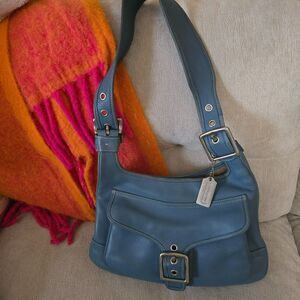 Vintage Coach Legacy Saddle Bag - Light Blue